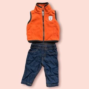 3 mo Outfit - Orange Vest and Jeans